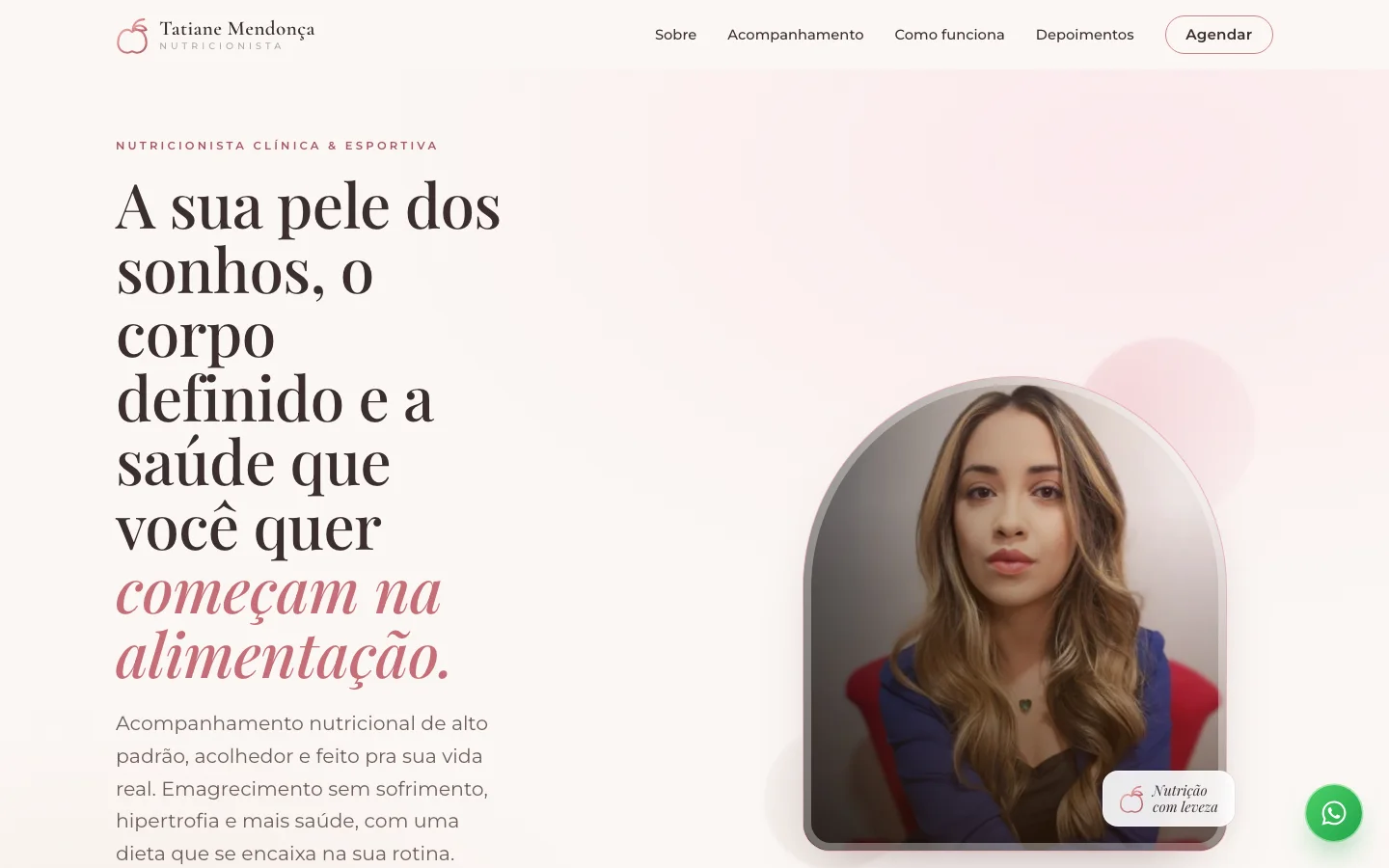 Site da nutricionista Tatiane Mendonça