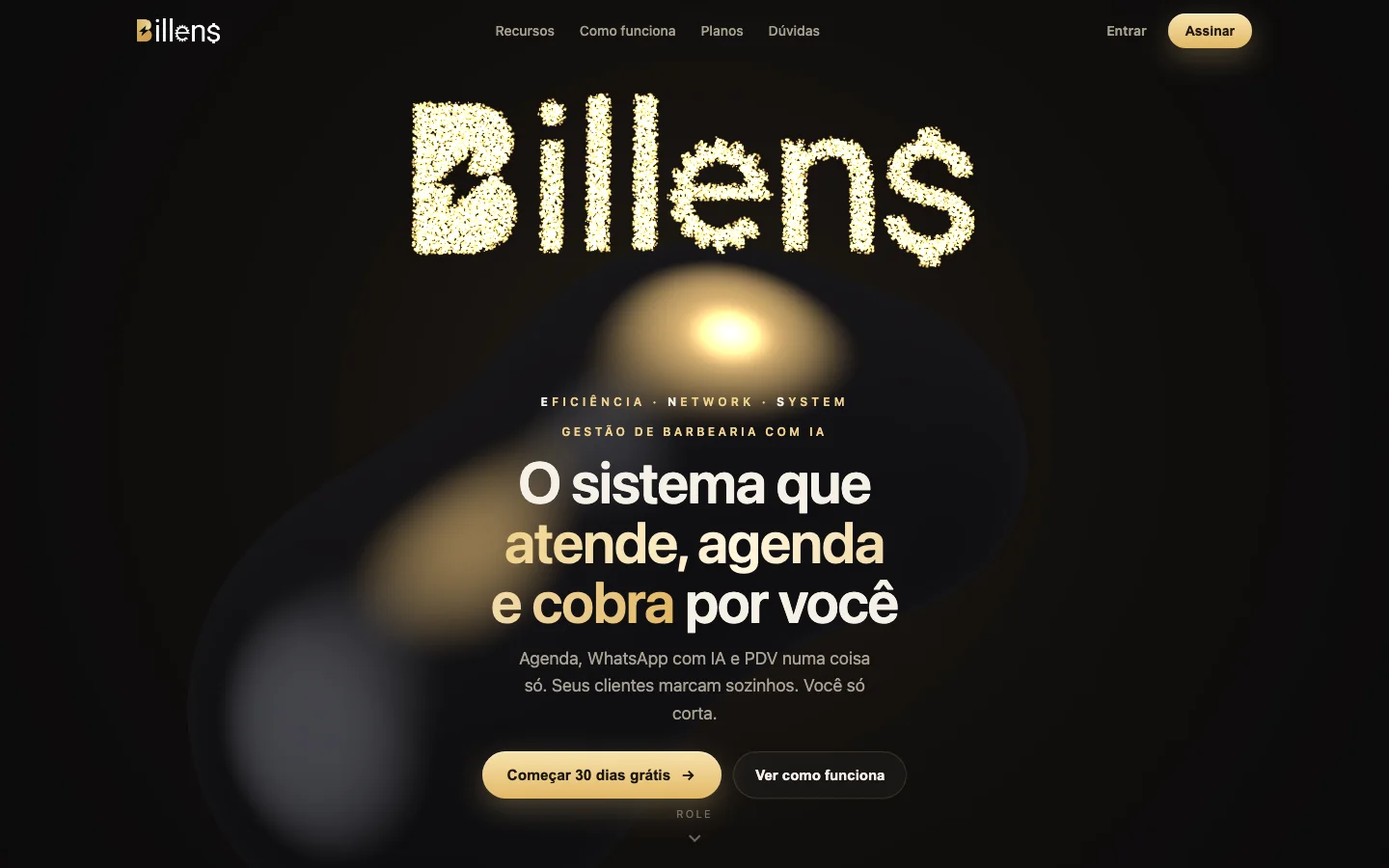Página inicial do Billens